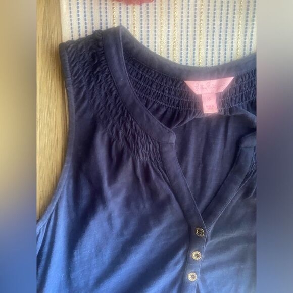Lilly Pulitzer Mini Dress Size XS Navy Blue tank Sleeveless Buttons From - Picture 12 of 15